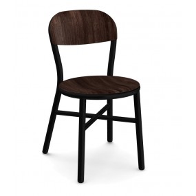 Stolička PIPE s dreveným sedadlom - čierna