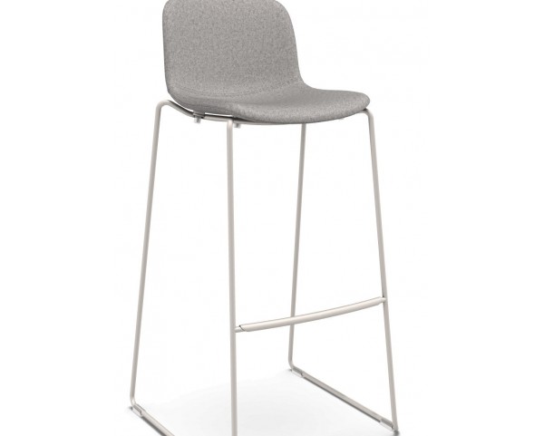 Bar stool TROY with upholstered seat and slatted base