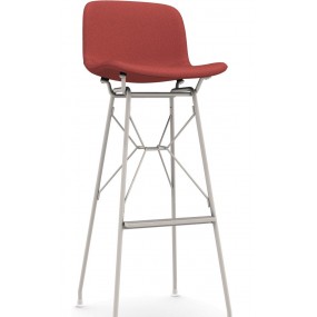 Barová židle TROY WIREFRAME s čalouněným sedákem - vysoká