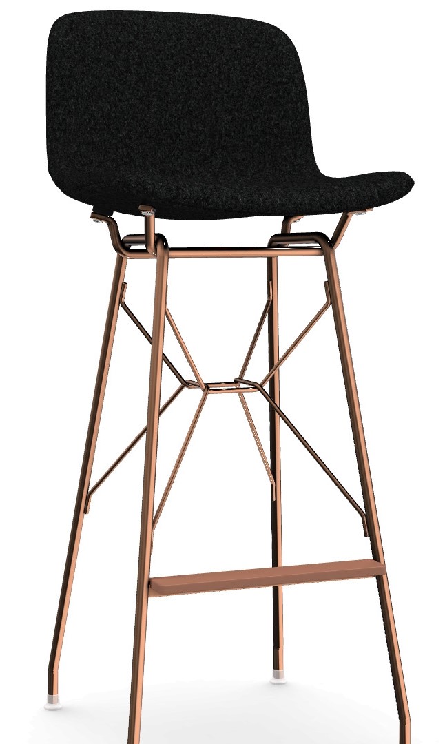 Levně MAGIS - Barová židle TROY WIREFRAME s čalouněným sedákem - nízká