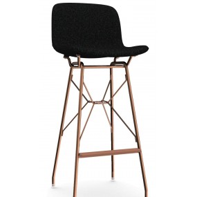 Barová židle TROY WIREFRAME s čalouněným sedákem - nízká