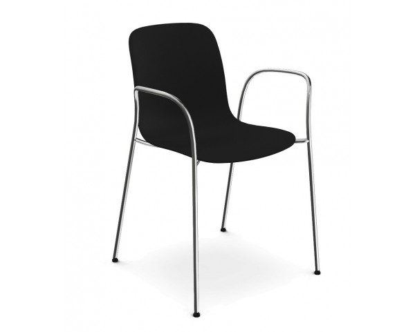 Židle SUBSTANCE s područkami a chromovou podnoží - černá