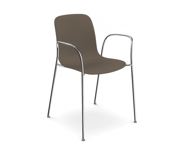 SUBSTANCE chair with armrests and chrome base - beige