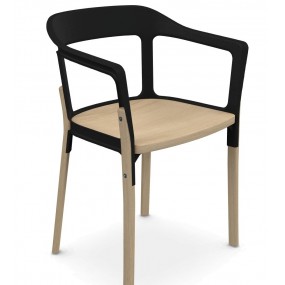 Židle STEELWOOD CHAIR - buková / černá
