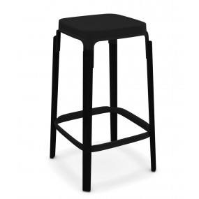 Nízka barová stolička STEELWOOD STOOL - čierna