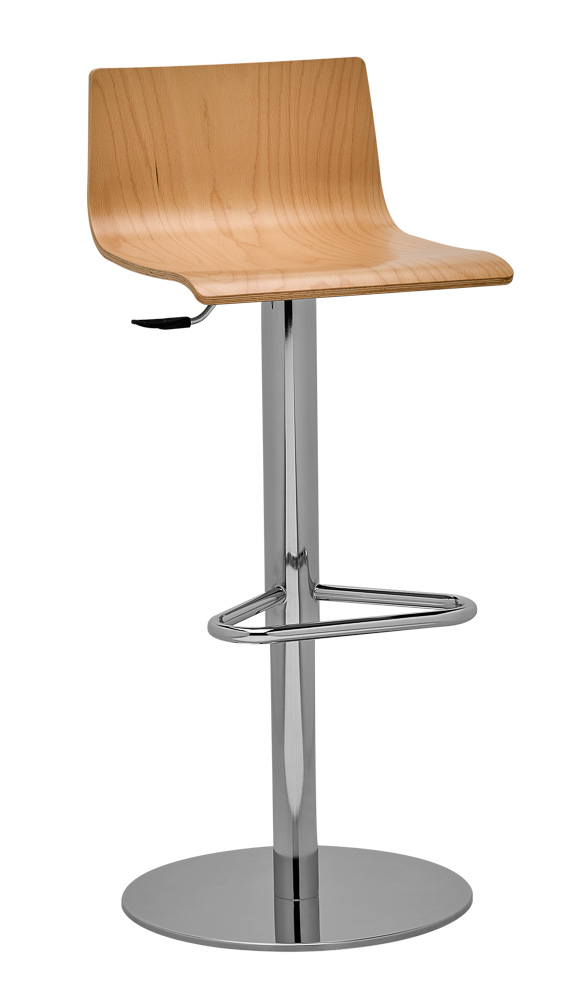 Levně RIM - Barová židle SITTY s dřevěným sedákem a centrální podnoží