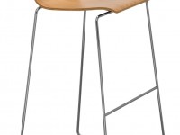 Barová židle SITTY s dřevěným sedákem a ližinovou podnoží - 2