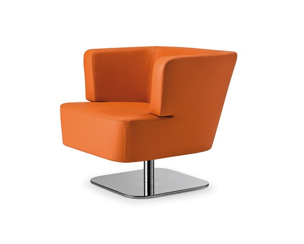PYRAMID swivel armchair with square base