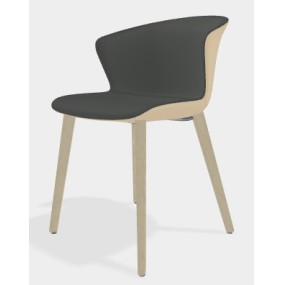 Židle KICCA PLUS s dřevěnou podnoží dvoubarevná