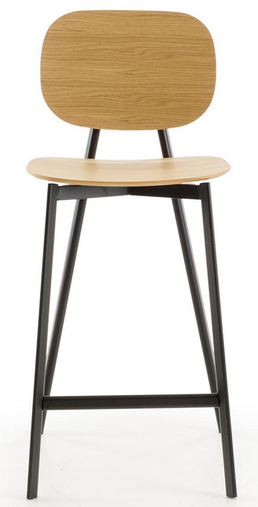 Levně POINTHOUSE - Barová židle TATA 6 s dřevěným sedákem