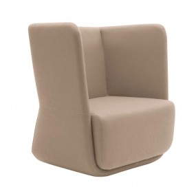 BASKET swivel armchair with low backrest