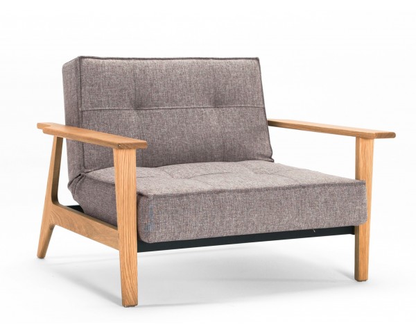 Folding armchair SPLITBACK FREJ grey-brown