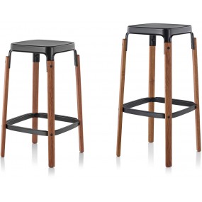 STEELWOOD STOOL low bar stool - black with dark beech legs