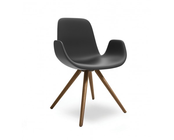 STEP SOFT TOUCH chair with round wooden base and armrests