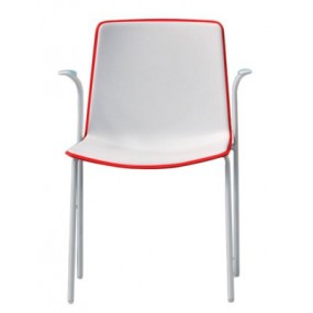 Chair TWEET 895 bicolour DS with armrests - white-red