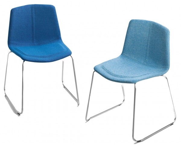 Upholstered chair with armrests and slatted base STRATOS 1151