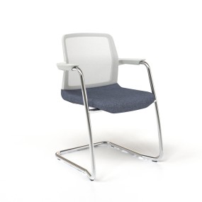 WIND chair SWA124 with white frame and chrome base