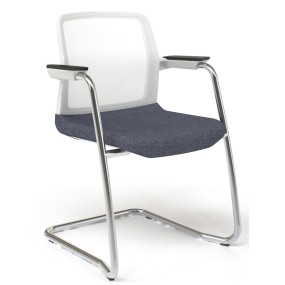 WIND chair SWA124 with white frame and chrome base