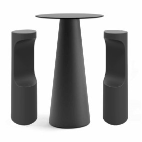 Set židlí (2 ks) a barového stolku FURA v černé barvě - VÝPRODEJ