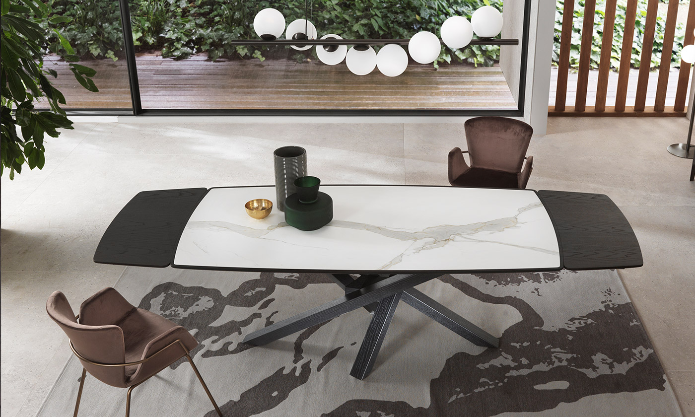 RIFLESSI - Rozkládací stůl SHANGAI s keramicko-dřevěnou deskou