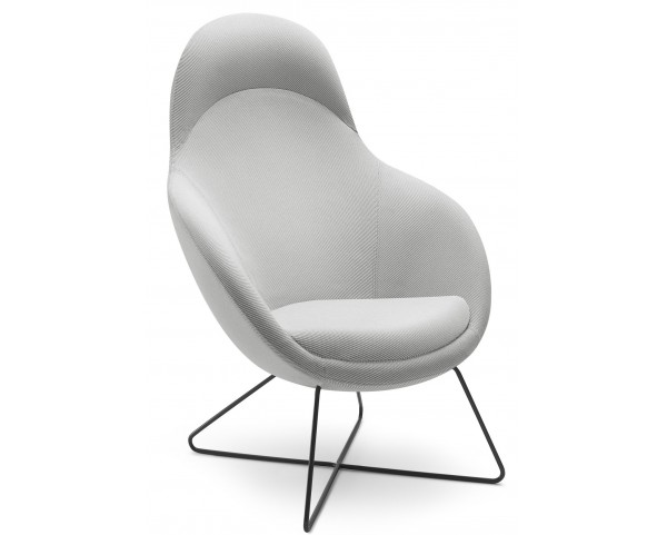 VIENI armchair with high backrest and slatted base