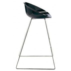 Low bar stool GLISS 902 DS with chrome base - black