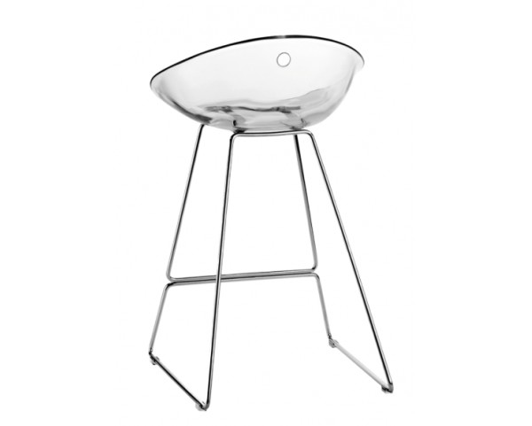 Low bar stool GLISS 902 DS with chrome base - transparent