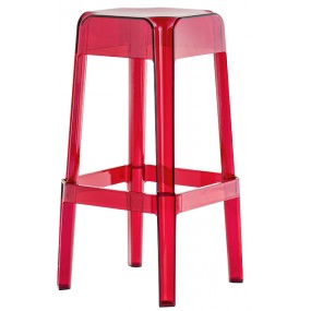 Vysoká barová stolička RUBIK 580 DS - transparentná červená
