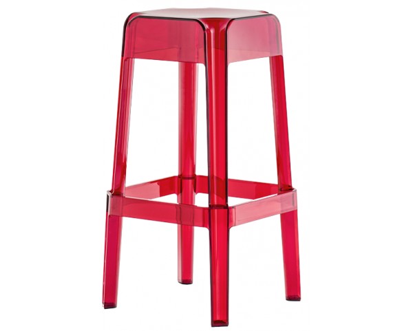 High bar stool RUBIK 580 DS - transparent red