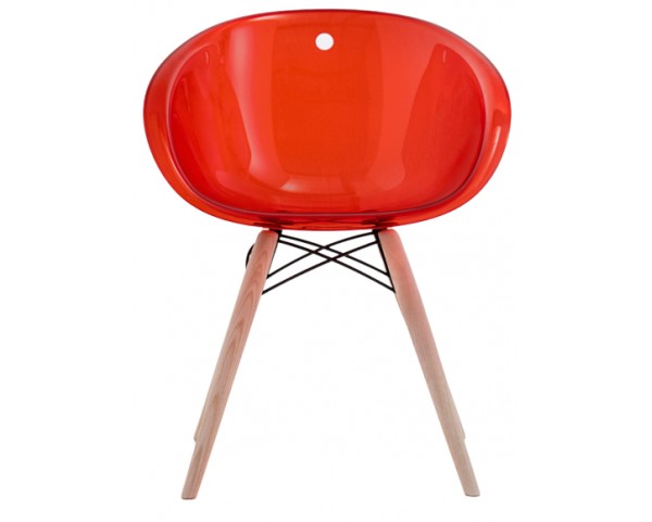 Židle GLISS WOOD 905 DS - transparentní červená