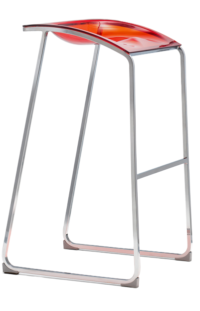 PEDRALI - Vysoká barová židle AROD 510 DS - transparentní červená