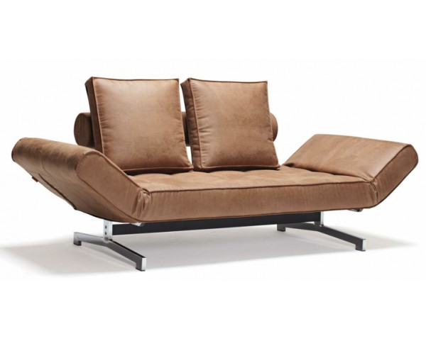 Folding lounge chair GHIA CHROME - brown