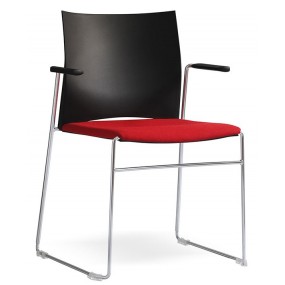 Konferenční židle WEB 101 s čalouněným sedákem a područkami