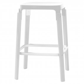 Nízka barová stolička STEELWOOD STOOL - biela
