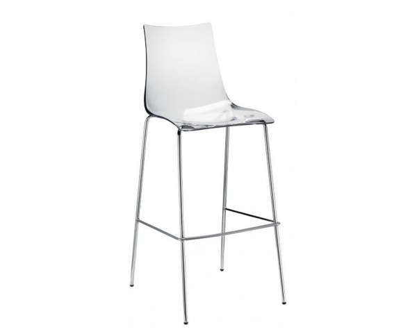 Vysoká barová stolička ZEBRA ANTISHOCK - transparentná/chróm
