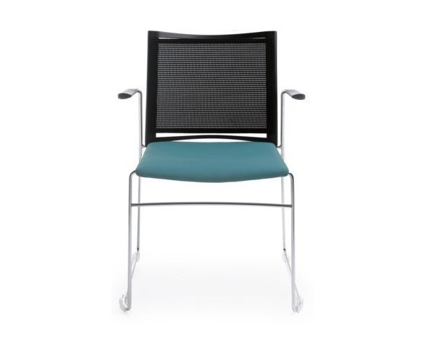 Židle ARIZ 575V 2P se síťovaným opěrákem, čalouněným sedákem a područkami