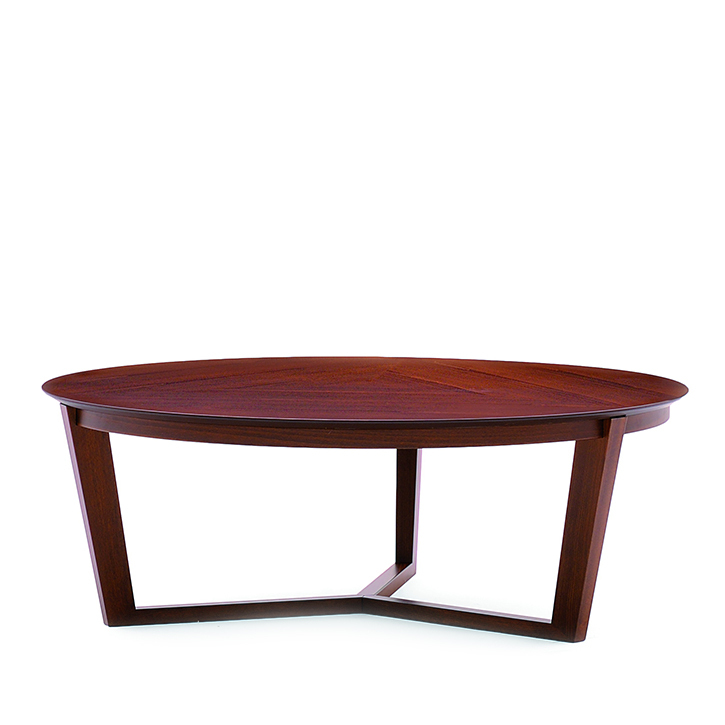 Levně MONTBEL - Konferenční stůl FLEN 905TD (v - 350 mm, Ø 1000 mm, povrch desky dýha v pruzích)