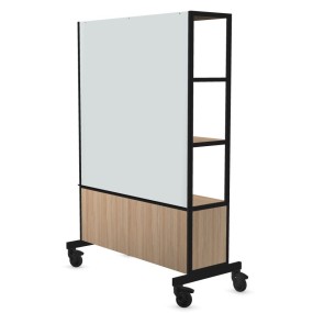 Mobile media wall WORKLAB ZWL12B with upholstered panel and whiteboard